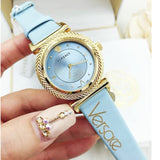 Versace V-Motif Grey Dial Blue Leather Strap Watch for Women - VERE00318 Buy Now By Versace