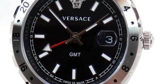Versace Hellenyium GMT Black Dial Silver Steel Strap Watch for Men - V11020015 Buy Now By Versace
