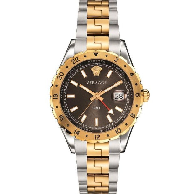 Versace Hellenyium GMT Black Dial Two Tone Steel Strap Watch for Men - V11040015 Buy Now By Versace
