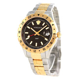 Versace Hellenyium GMT Black Dial Two Tone Steel Strap Watch for Men - V11040015 Buy Now By Versace