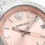 Versace Hellenyium Pink Dial Silver Steel Strap Watch for Women - V12010015 Buy Now By Versace