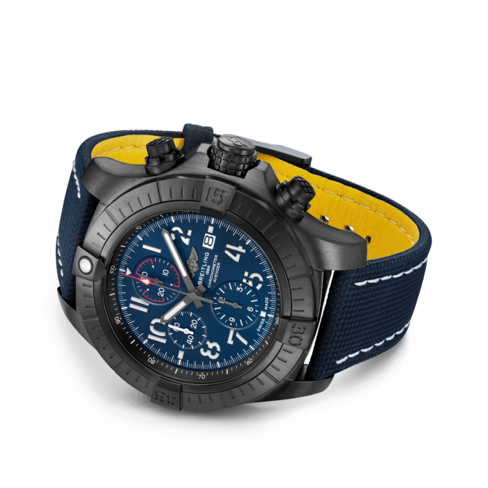 Breitling Super Avenger Chronograph 48 Night Mission Blue Dial Blue Leather Strap Watch for Men - V13375101C1X2 Buy Now By Breitling