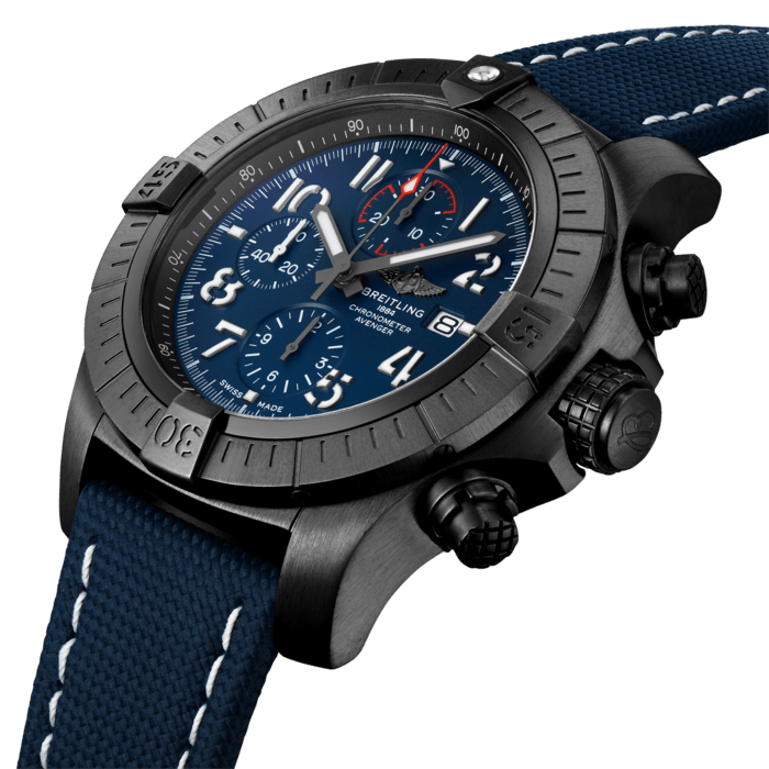 Breitling Super Avenger Chronograph 48 Night Mission Blue Dial Blue Leather Strap Watch for Men - V13375101C1X2 Buy Now By Breitling