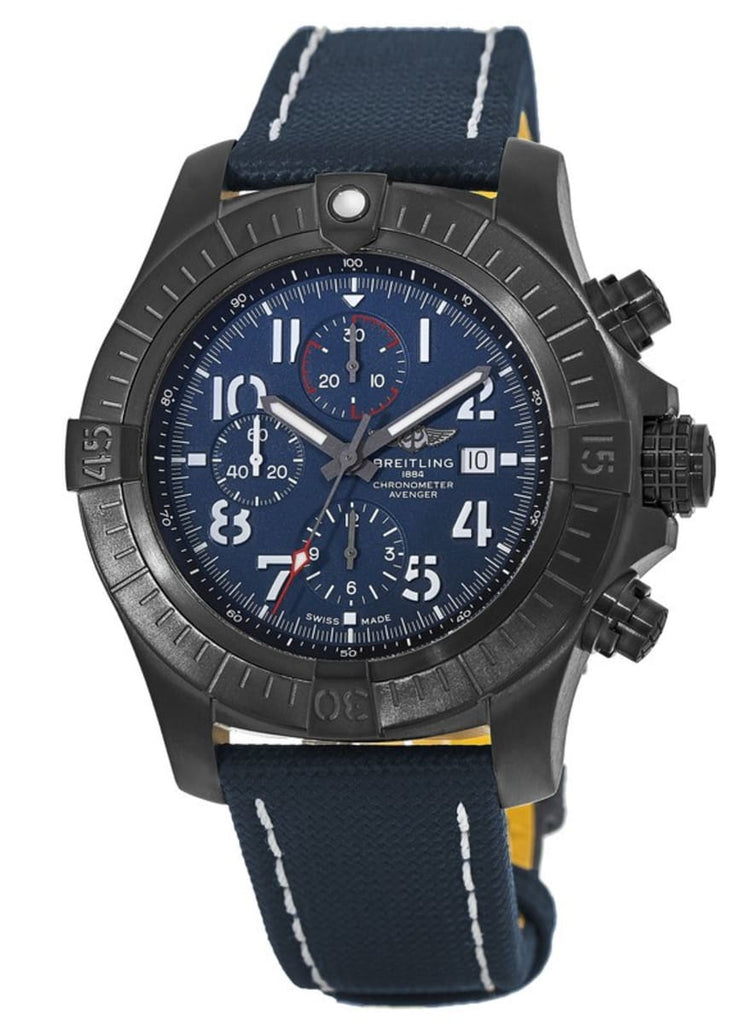 Breitling Super Avenger Chronograph 48 Night Mission Blue Dial Blue Leather Strap Watch for Men - V13375101C1X2 Buy Now By Breitling
