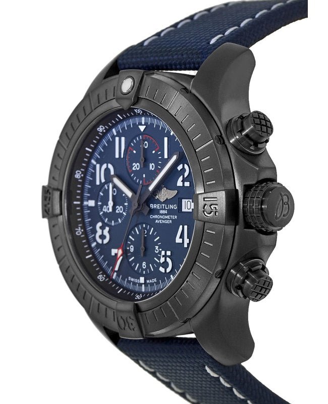 Breitling Super Avenger Chronograph 48 Night Mission Blue Dial Blue Leather Strap Watch for Men - V13375101C1X2 Buy Now By Breitling
