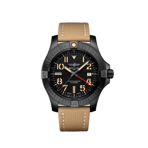 Breitling Avenger Automatic GMT 45 Black Dial Brown Nylon Strap Watch for Men - V32395101B1X1 Buy Now By Breitling