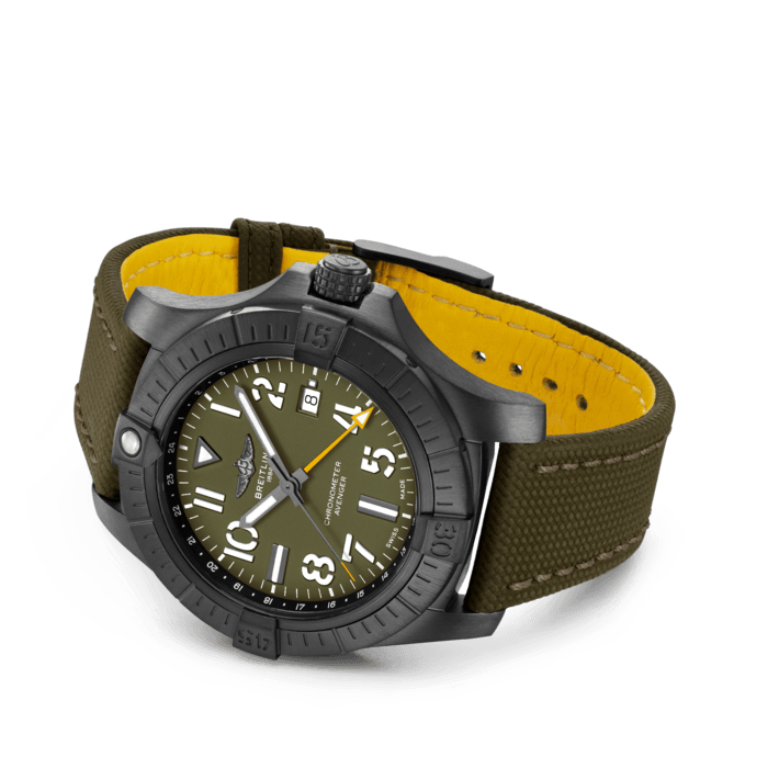 Breitling Avenger Automatic GMT 45 Night Mission Green Dial Green Nylon Strap Watch for Men - V323952A1L1X1 Buy Now By Breitling