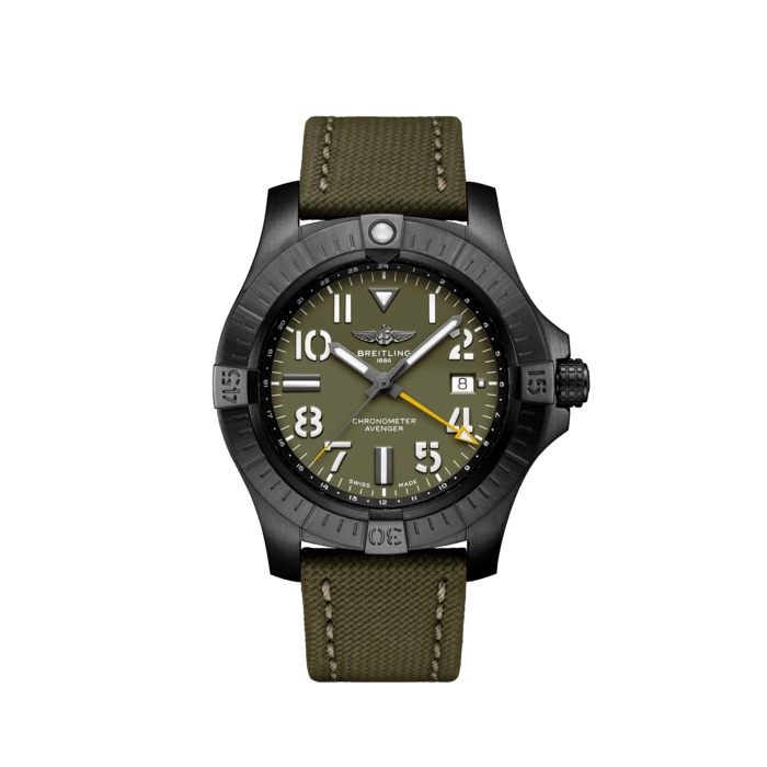 Breitling Avenger Automatic GMT 45 Night Mission Green Dial Green Nylon Strap Watch for Men - V323952A1L1X1 Buy Now By Breitling