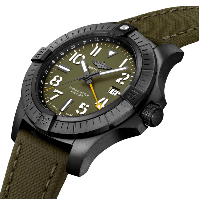 Breitling Avenger Automatic GMT 45 Night Mission Green Dial Green Nylon Strap Watch for Men - V323952A1L1X1 Buy Now By Breitling