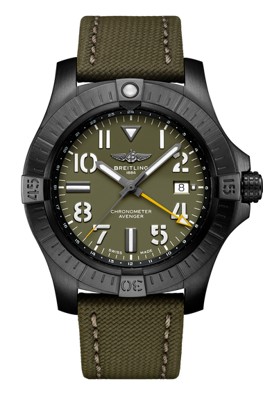 Breitling Avenger Automatic GMT 45 Night Mission Green Dial Green Nylon Strap Watch for Men - V323952A1L1X1 Buy Now By Breitling