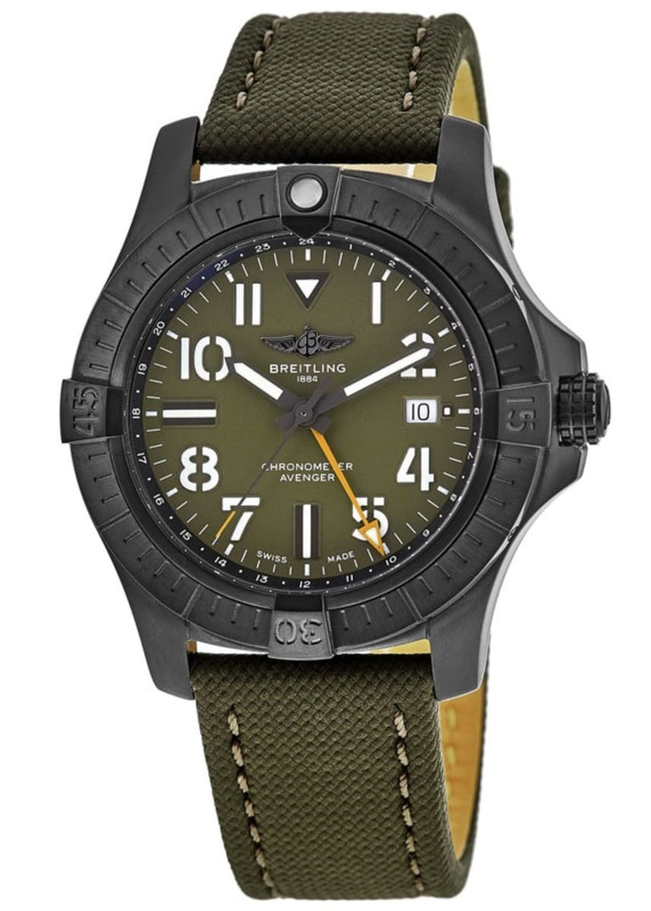 Breitling Avenger Automatic GMT 45 Night Mission Green Dial Green Nylon Strap Watch for Men - V323952A1L1X1 Buy Now By Breitling