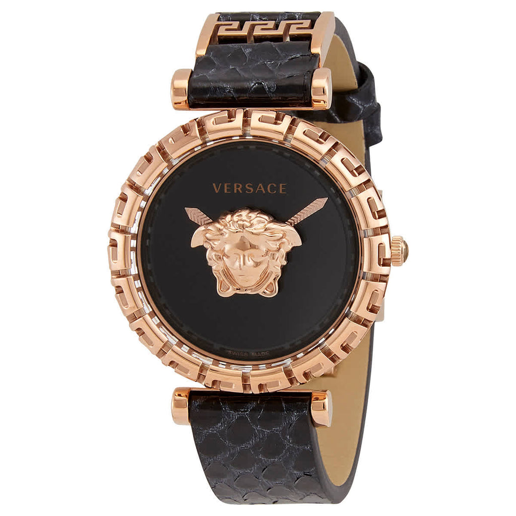 Versace Palazzo Empire Greca Black Dial Black Leather Strap Watch for Women - VEDV00719 Buy Now By Versace