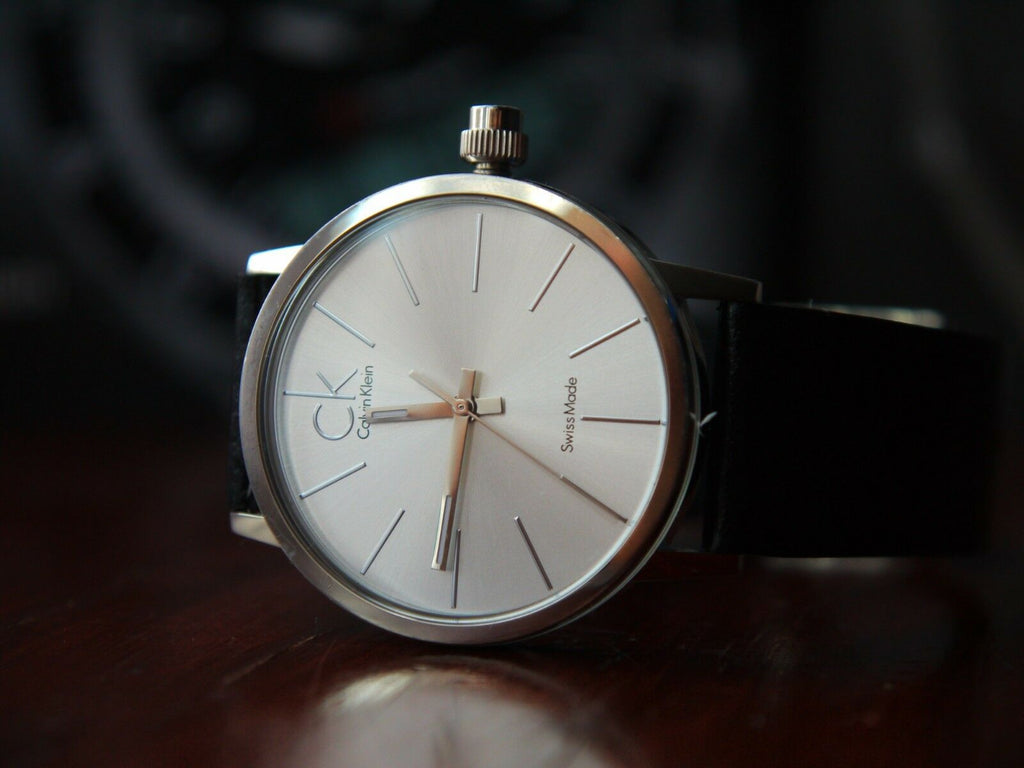 Calvin Klein Post Minimal Silver Dial Black Leather Strap Watch for Men - K7621192 Buy Now By Calvin Klein