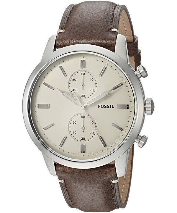 Fossil Townsman Chronograph White Dial Brown Leather Strap Watch for Men - FS5350 Buy Now By Fossil