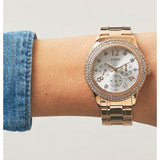 Guess Bedazzle Diamonds Silver Dial Rose Gold Steel Strap Watch For Women - W1097L3 Buy Now By Guess