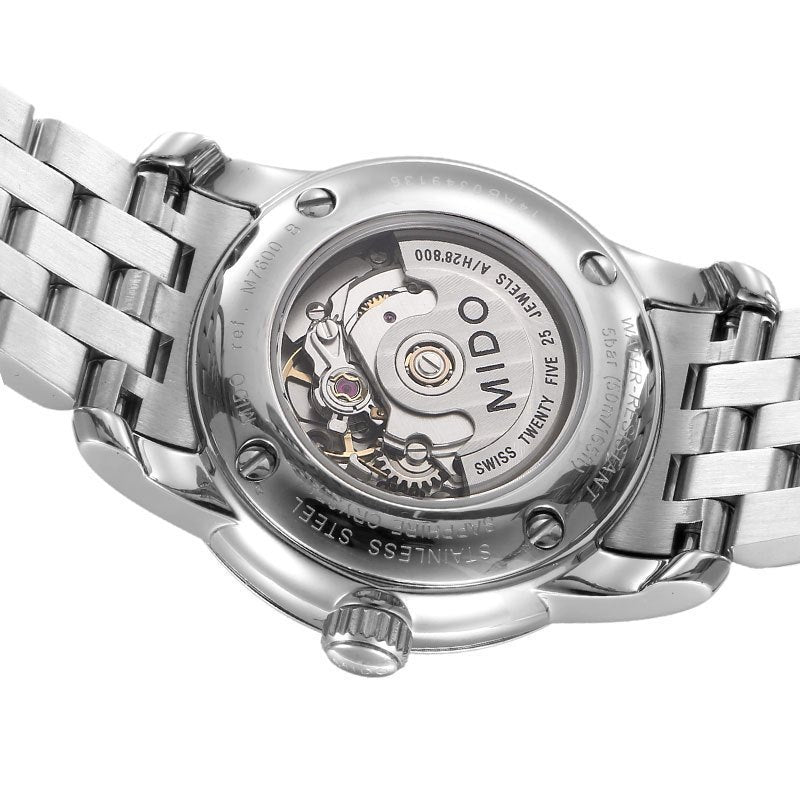 Mido Baroncelli III Automatic Diamonds White Dial Silver Steel Strap Watch For Women - M7600.4.66.1 Buy Now By Mido