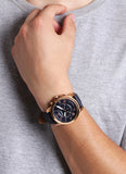 Fossil Grant Chronograph Blue Dial Blue Leather Strap Watch for Men - FS4835 Buy Now By Fossil