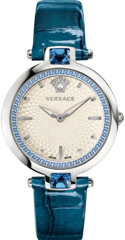 Versace Olympo Gleam White Dial Green Leather Strap Watch for Women - VAN020016 Buy Now By Versace