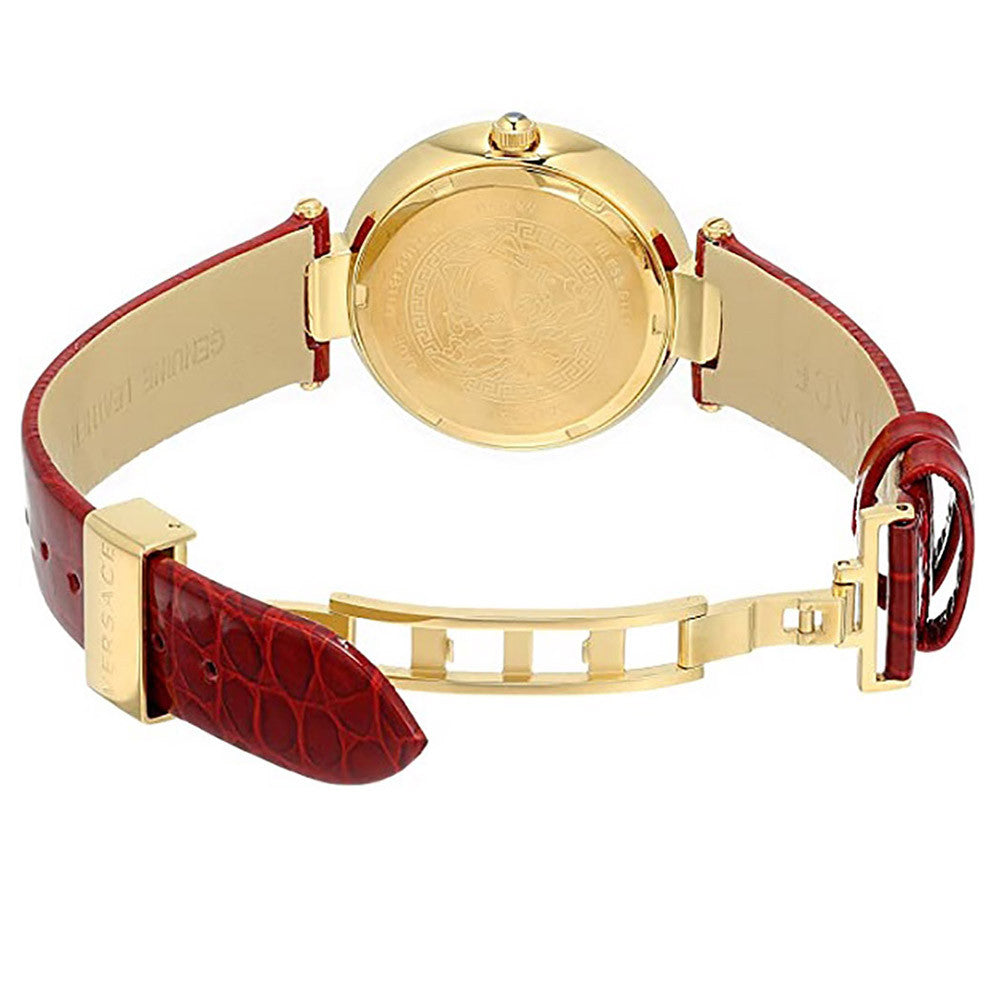 Versace Crystal Gleam White Dial Red Leather Strap Watch For Women - VAN040016 Buy Now By Versace
