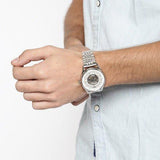 Emporio Armani Meccanico Skeleton Silver Dial Silver Steel Strap Watch For Men - AR1945 Buy Now By Emporio Armani