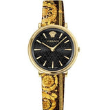 Versace V-Circle Black Dial Gold Leather Strap Watch for Women - VBP13017 Buy Now By Versace