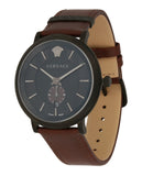 Versace V-Circle Manifesto Black Dial Maroon Leather Strap Watch for Men - VBQ040017 Buy Now By Versace