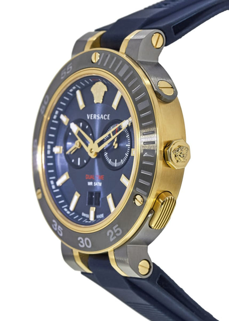 Versace V Extreme Chronograph Blue & Gold Tone Dial Blue Rubber Strap Watch for Men - VCN010017 Buy Now By Versace