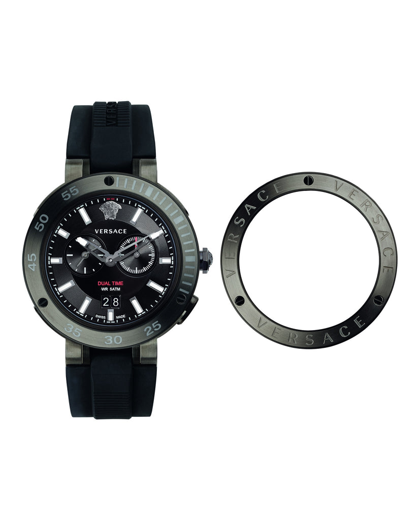 Versace V Extreme Chronograph Black Tone Dial Black Rubber Strap Watch for Men - VCN020017 Buy Now By Versace