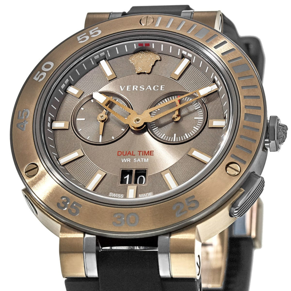 Versace V Extreme Chronograph Brown Tone Dial Black Rubber Strap Watch for Men - VCN030017 Buy Now By Versace