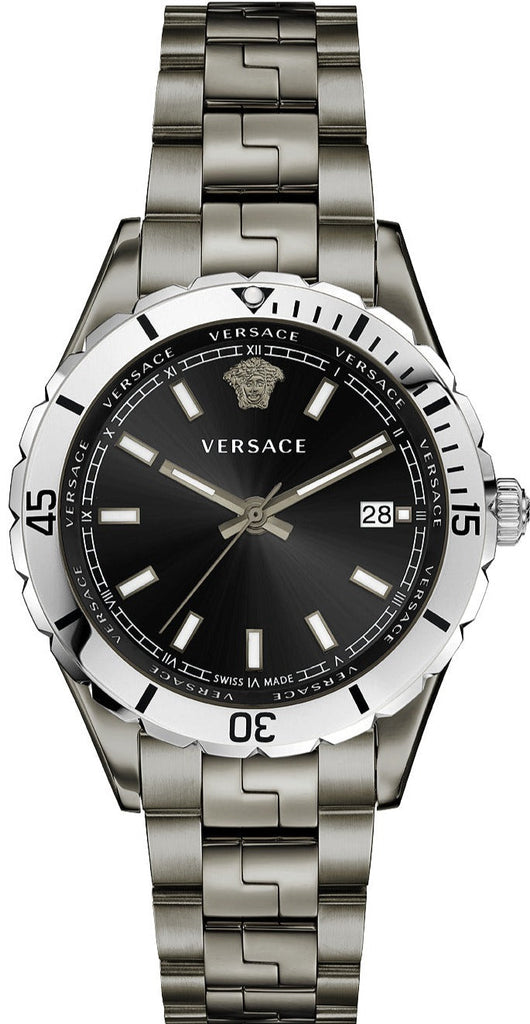 Versace Hellenyium Quartz Black Dial Grey Steel Strap Watch For Men - VE3A00620 Buy Now By Versace