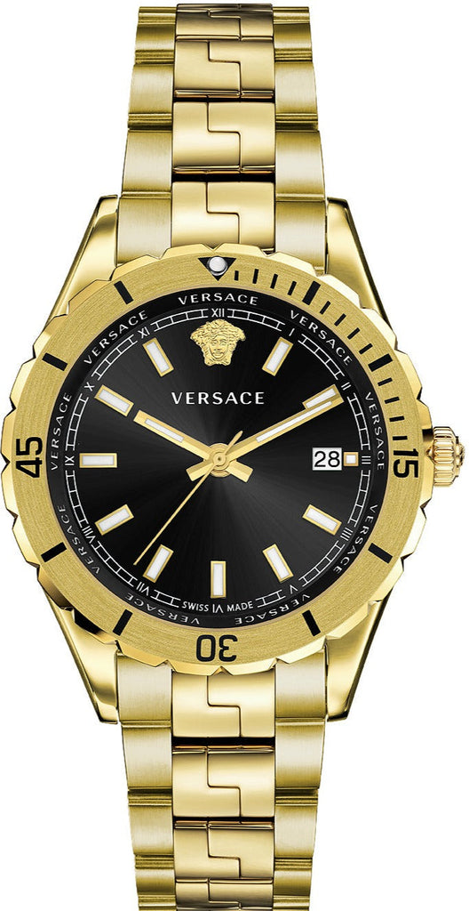 Versace Hellenyium Quartz Black Dial Gold Steel Strap Watch For Men - VE3A00820 Buy Now By Versace