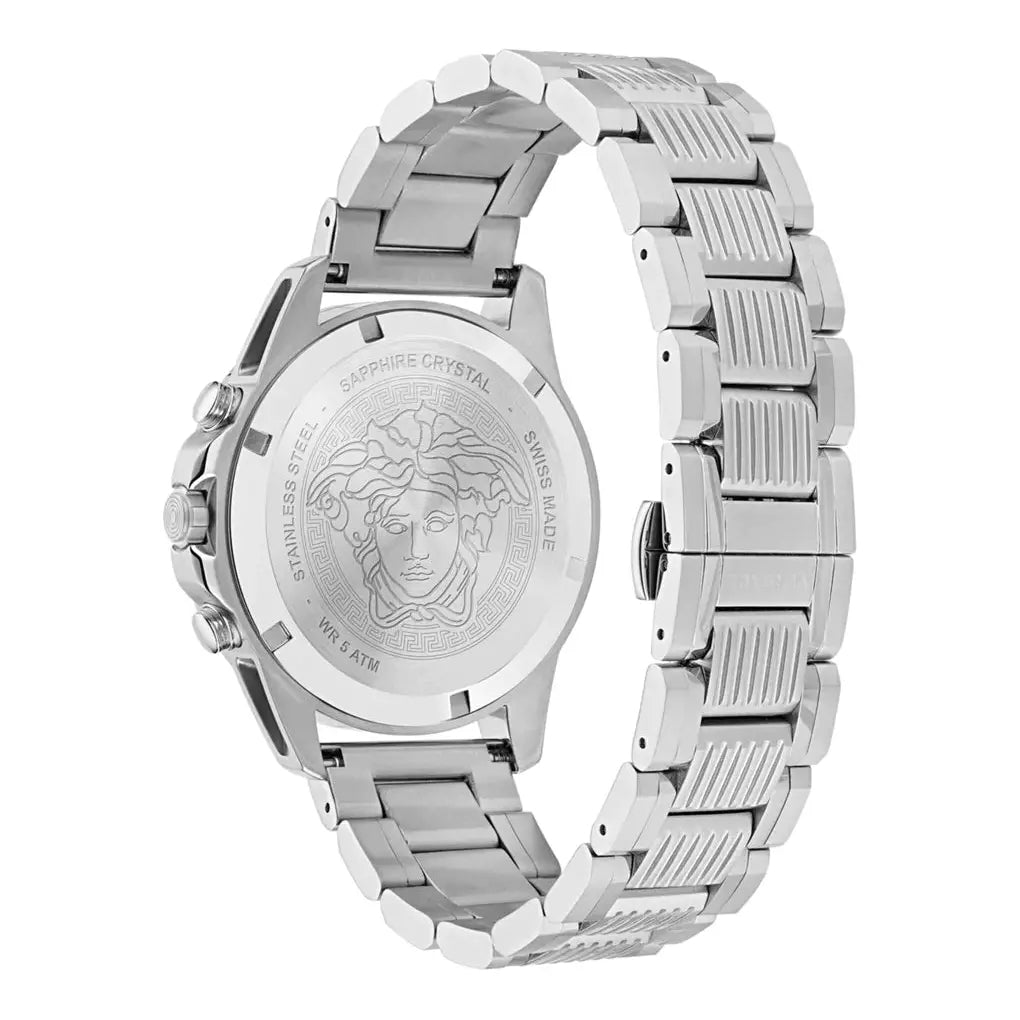 Versace Greca Action Chronograph Quartz Green Dial Silver Steel Strap Watch for Men - VE3J00422 Buy Now By Versace