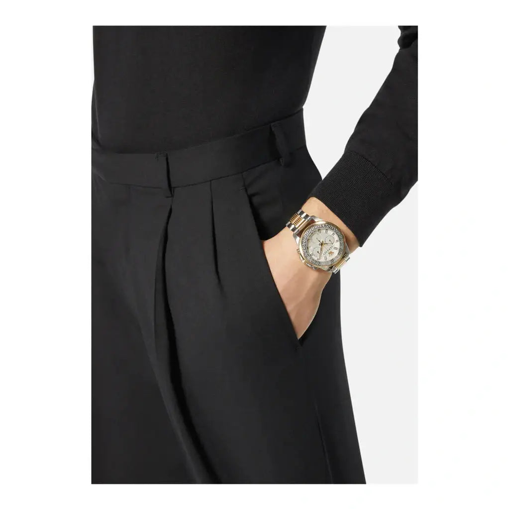 Versace Greca Action Chronograph Quartz Silver Dial Two Tone Steel Strap Watch for Men - VE3J00522 Buy Now By Versace