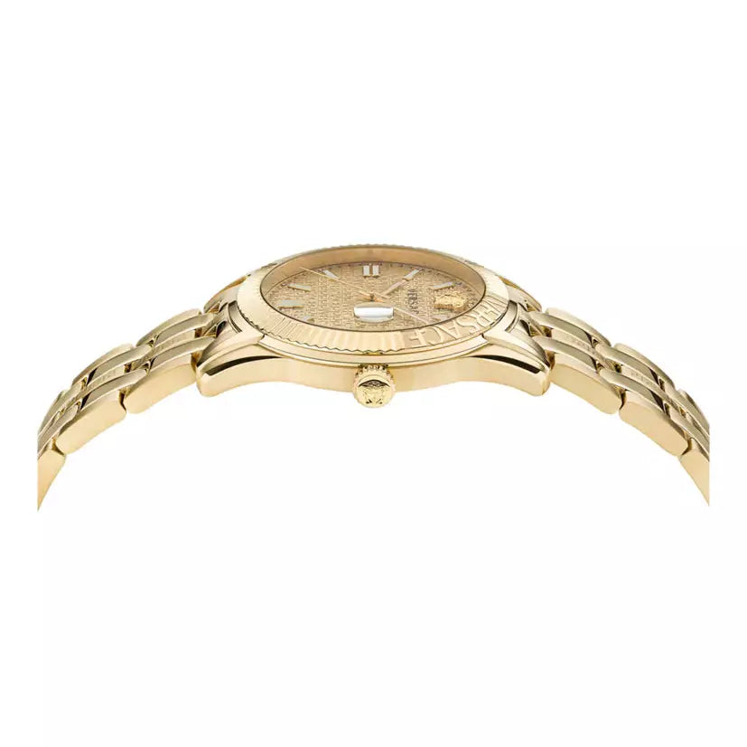 Versace Greca Time Quartz Gold Dial Gold Steel Strap Watch For Men - VE3K00522 Buy Now By Versace