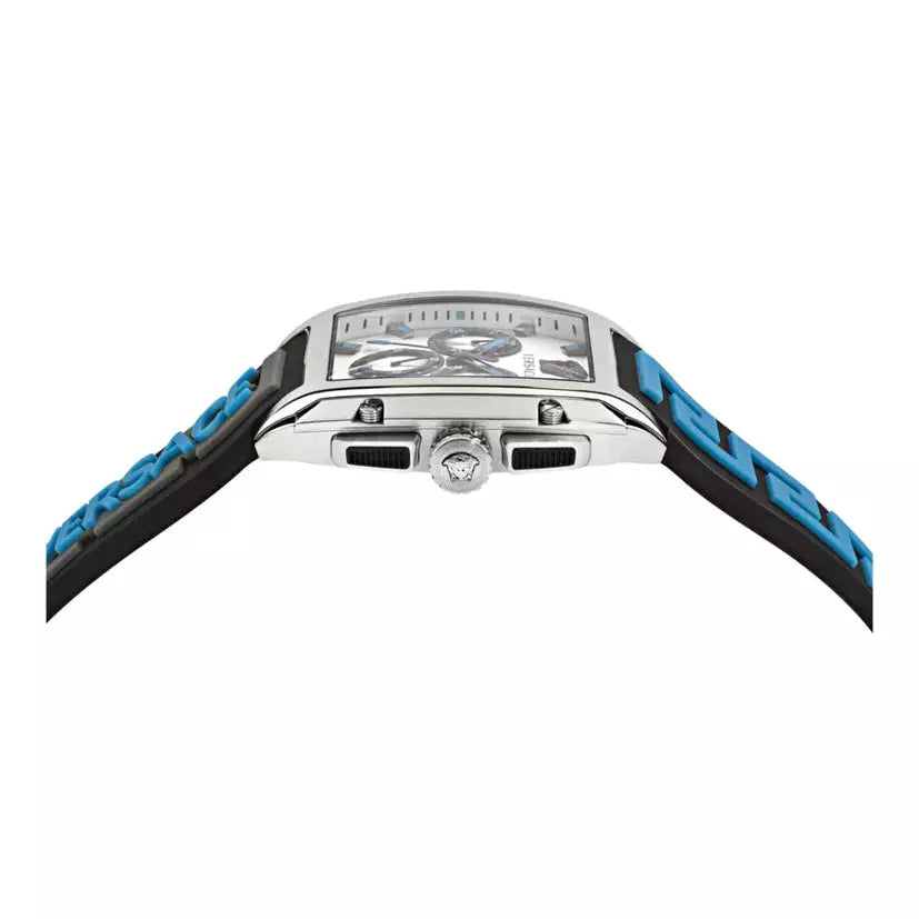 Versace Dominus Chronograph Silver Dial Black Rubber Strap Watch For Men - VE6H00123 Buy Now By Versace