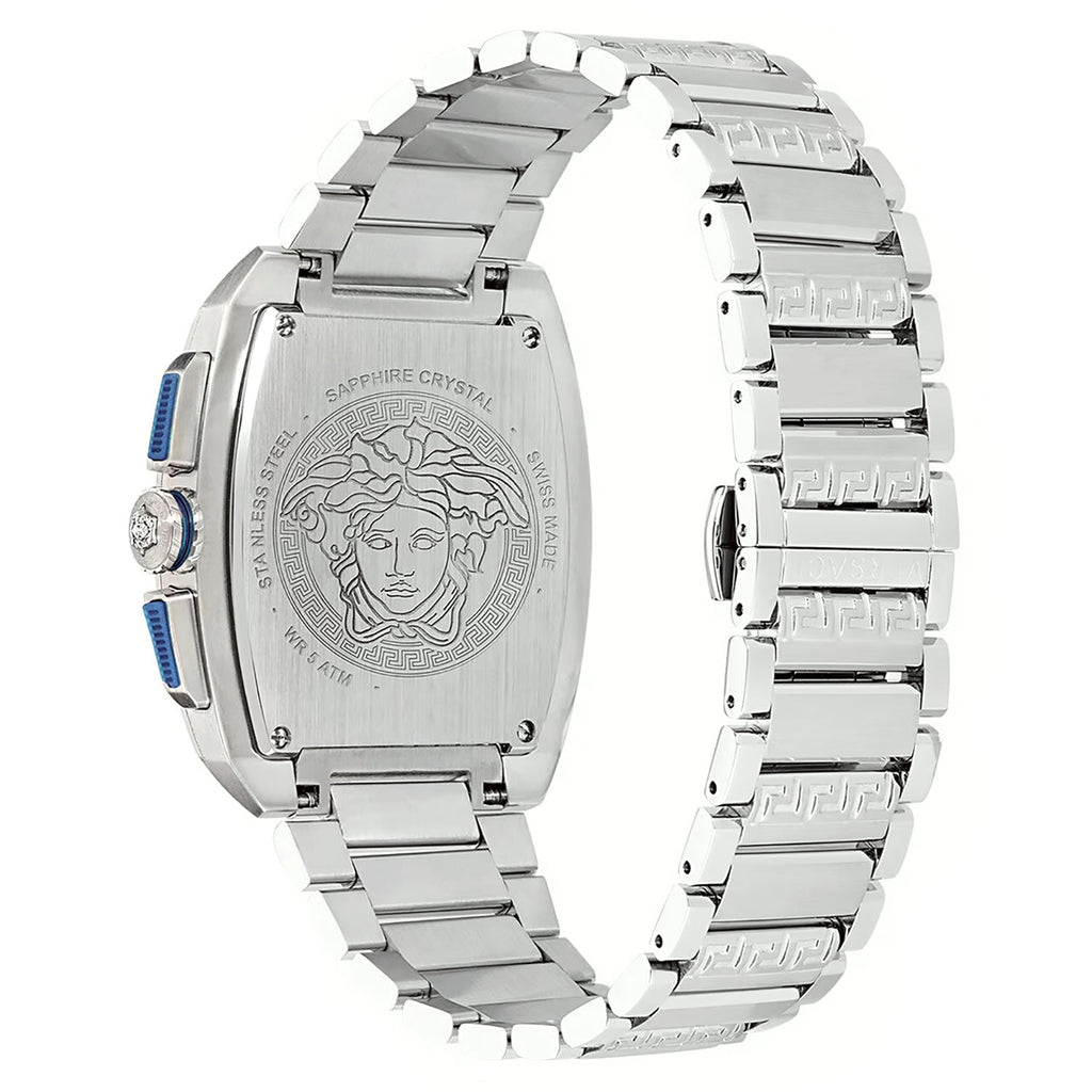 Versace Dominus Chronograph Blue Dial Silver Steel Strap Watch For Men - VE6H00423 Buy Now By Versace