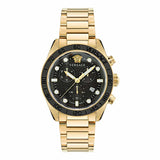 Versace Greca Dome Chronograph Black Dial Gold Steel Strap Watch for Men - VE6K00523 Buy Now By Versace