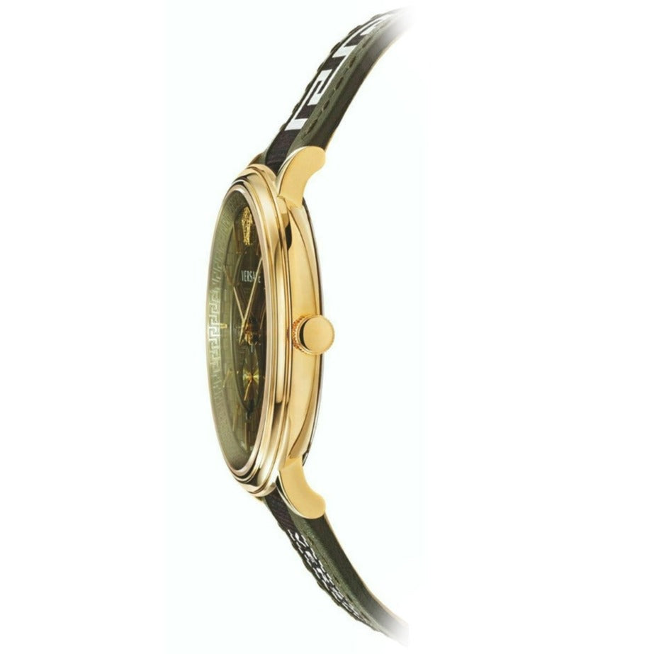 Versace V-Circle Quartz Green Dial Green Leather Strap Watch for Men - VEBQ01519 Buy Now By Versace