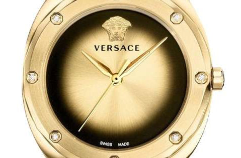 Versace Shadov Gold Dial Green Leather Strap Watch For Women - VEBM01018 Buy Now By Versace