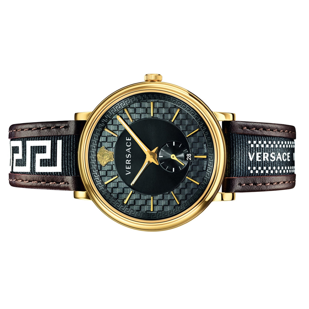 Versace V-Circle Quartz Black Dial Brown Leather Strap Watch for Men - VEBQ01619 Buy Now By Versace