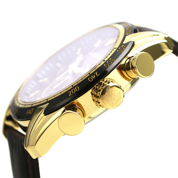 Versace V-Ray Chronograph Quartz Black Dial Brown Leather Strap Watch For Men - VEDB00318 Buy Now By Versace