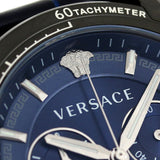 Versace V-Ray Chronograph Quartz Blue Dial Black Leather Strap Watch For Men - VEDB00418 Buy Now By Versace