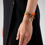 Versace Medusa Lock Icon Quartz Gold Dial Pink & Blue Leather Strap Watch For Women - VEDW00219 Buy Now By Versace