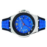 Versace Chain Reaction Quartz Blue Dial Blue & Black Leather Strap Watch for Men - VEDY00119 Buy Now By Versace
