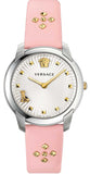 Versace Audrey Quartz White Dial Pink Leather Strap Watch for Women - VELR00119 Buy Now By Versace