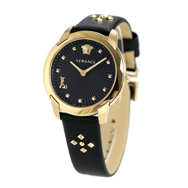 Versace Audrey Quartz Black Dial Black Leather Strap Watch for Women - VELR00319 Buy Now By Versace