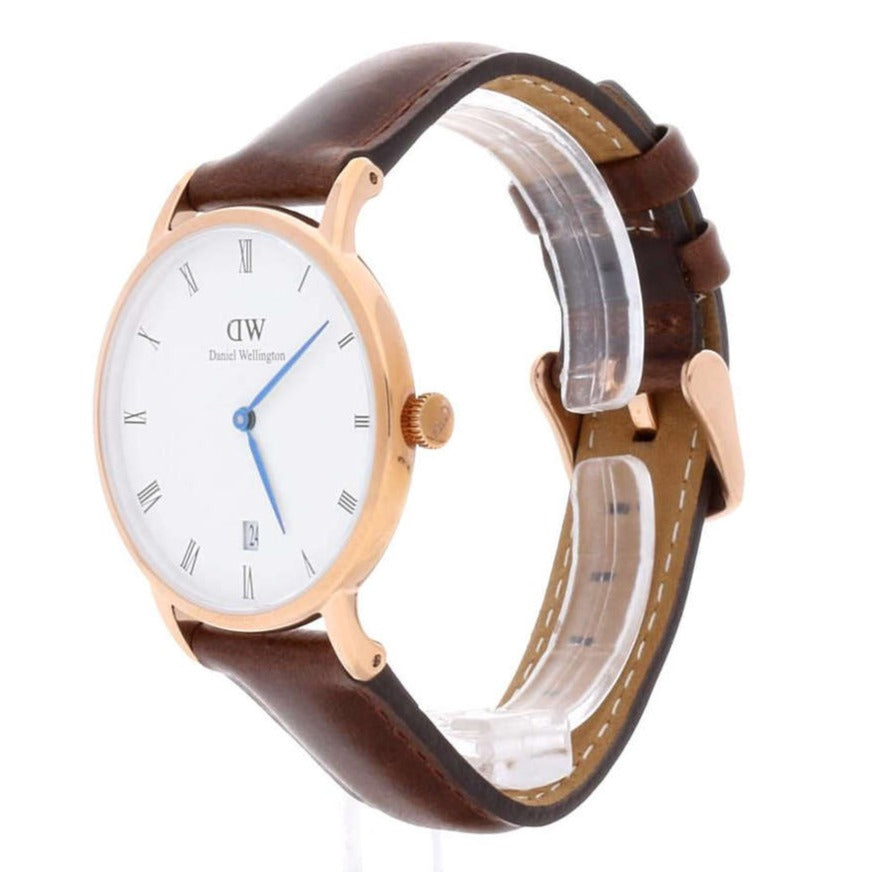 Daniel Wellington Dapper Bristol White Dial Brown Leather Strap Watch For Women - DW00100094 Buy Now By Daniel Wellington
