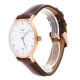 Daniel Wellington Dapper Bristol White Dial Brown Leather Strap Watch For Women - DW00100094 Buy Now By Daniel Wellington