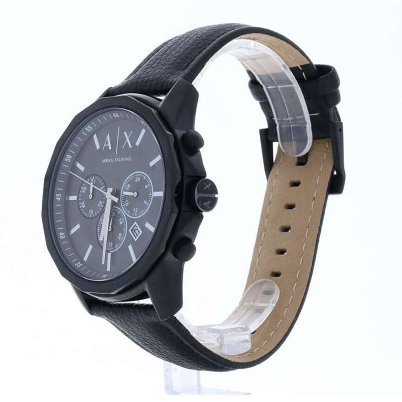 Armani Exchange Banks Chronograph Black Dial Black Leather Strap Watch For Men - AX1724 Buy Now By Armani Exchange