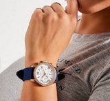 Guess Solar White Rose Gold Dial Blue Rubber Strap Watch For Women - W1135L3 Buy Now By Guess